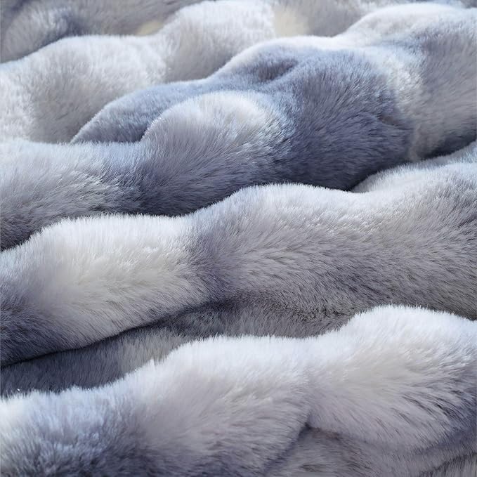 Tie-dye Blue Soft Comfy Throw Blanket for Couch Bedroom Faux Fur 50x60 Fluffy Blanket for Living Room Furry Bed Comforter Cozy Home Decor Gifts 860 GSM