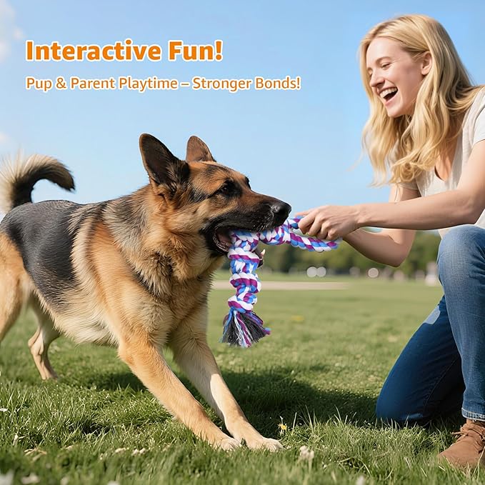 LOOBANI Dog Rope Toys for Aggressive Chewers - 2 Packs Replacement Interactive Chew Toy for Pet Grinding Teeth, Tug of War Toy for Small Medium Large Breeds(Purple Blue)