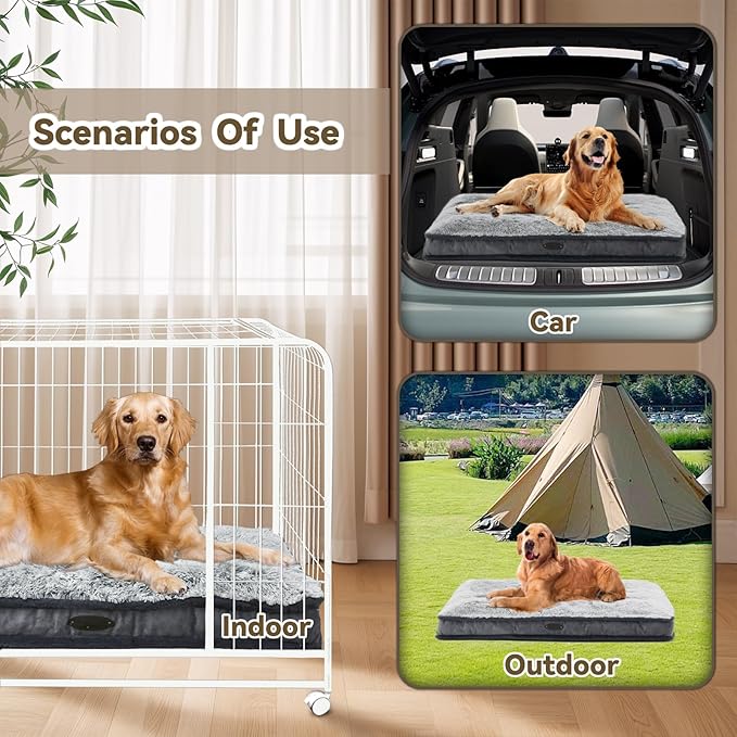 Dog Bed for Medium Dogs Breeds, Deluxe Plush Dog Crate Beds, Comfy Kennel Pad, Pet Sleeping Mat, Waterproof, Removable and Machine Washable Cover & Non-Slip Bottom, 36"X23" Grey