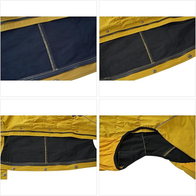 LOVELONGLONG Fleece-Lined Dog Raincoat with Removable Hood – Waterproof Winter Full Body Dog Jacket – Windproof Snowproof Cold-Weather Suit – Yellow-F S+