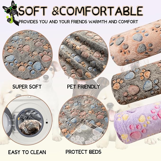 Rezutan 1 Pack 3 Blankets for Dogs, Dog Blanket for Medium Pet Cat, Premium Soft Fluffy Suitable for Dog Kennels & Beds, Gifts Puppy Blanket Essentials, 30x20inch, Tan