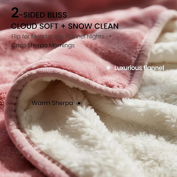 gogobunny Waterproof Bed Blanket, Reversible Sherpa Fleece Throw Blanket for Dog Puppy Cat, Furniture Cover Protects Bed Couch Sofa from Liquid Pee and Pet Fur (Pink, 50x60 inches)