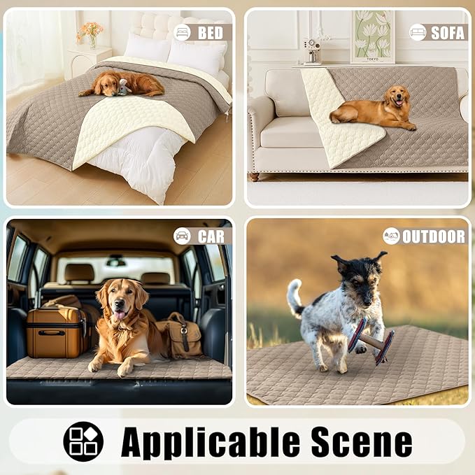 Smiry Waterproof Dog Bed Cover Blanket, Soft Reversible Pet Blanket, Washable Leakproof Cats Dogs Couch Cover for Sofa, Couch, Furniture (30x53 Inch, Taupe/Beige)