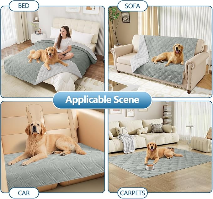 hyha Waterproof Dog Blanket, Reversible Pet Bed Blanket, Soft Sofa Couch Cover for Dogs Washable, Waterproof Pet Couch Covers for Sofa Puppy Cats Furniture Protector(68"x82", Grey/Light Grey)