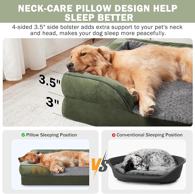 INVENHO Orthopedic Medium Dog Dogs, Egg-Crate Foam Dog Couch with Washable Removable Cover, Waterproof Lining and Nonskid Bottom
