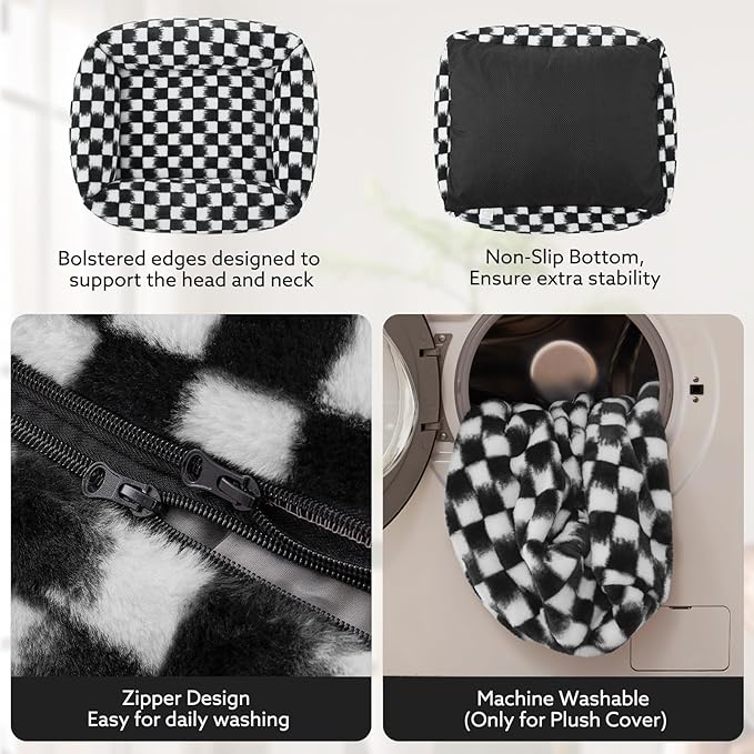 JOEJOY XL Dog Beds Large Sized Dog, Rectangle Washable Orthopedic Corduroy Fleece Pet Bed with Removable Zipper Cover, Cute Soft Calming Puppy Bed with Non Skid Bottom