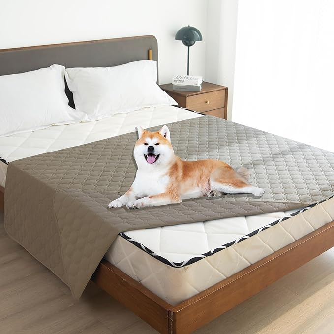 gogobunny 3X Stronger Waterproof Pet Blanket, Scratch Proof Furniture Protector for Dogs Cats, Reversible Cover 68x82 Inch, Dark Stone