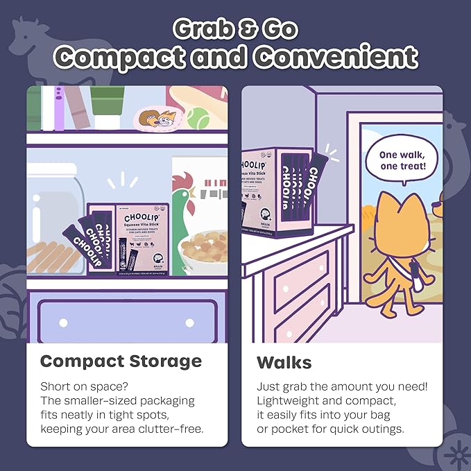 Choolip Squeeze Vita Stick Lickable Cat and Dog Treats – 49-Count Brain Support Sticks with Multivitamins, Soft Squeezable Paste for All Life Stages, Supporting Brain Health