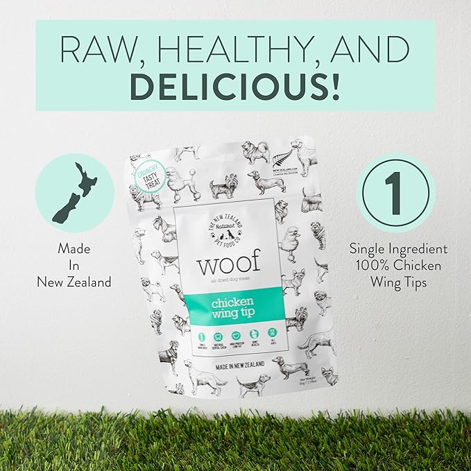 The New Zealand Natural Pet Food Co WOOF Air Dried Dog Treats - Chicken Wing Tip, High Protein - Small & Dog Treats, Natural, Topper - 1.76 oz
