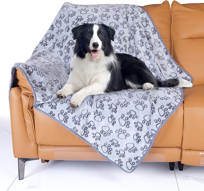 Stuffed Premium Soft Dog Blankets for Large Dogs, Large Cat Blanket Calming Washable for Bed Couch Protection Cover, Dog Essentials for Dog, 66 * 82 inches, Grey