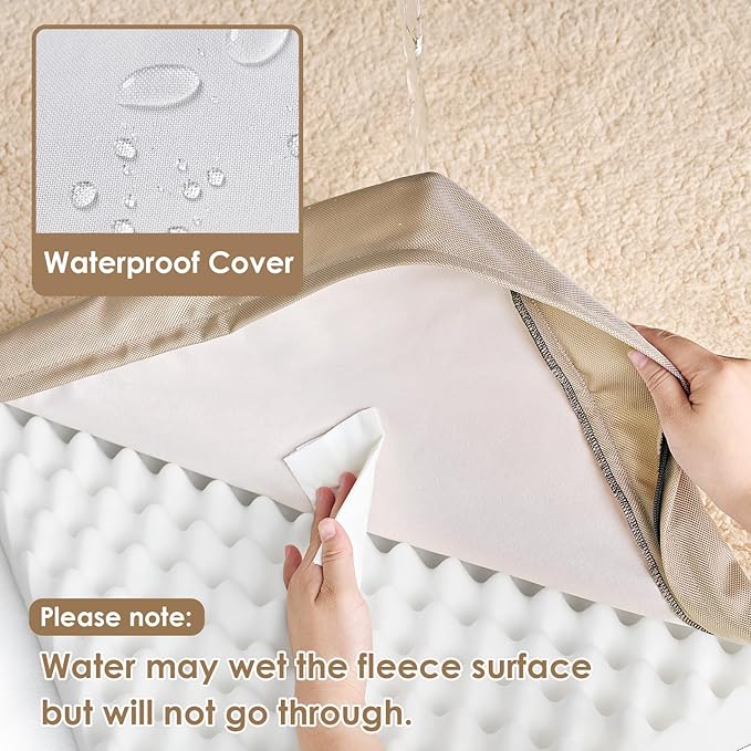 EHEYCIGA Orthopedic XXL Dog Beds for Jumbo Dogs with Removable Washable Cover,Khaki, 50x36