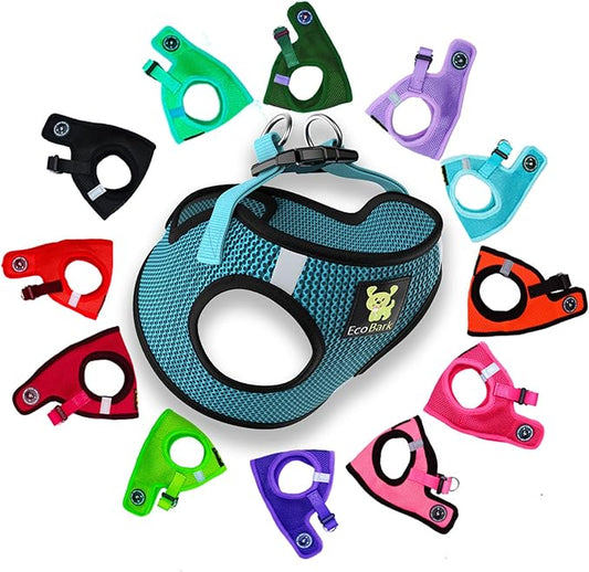 EcoBark Step in Dog Harness Reflective Soft Ultra Padded Mesh Dog Harnesses for XXS, XS, Small, and Medium Dogs Eco-Friendly Comfort Secure Halter No Pull Adjustable Pet Vest