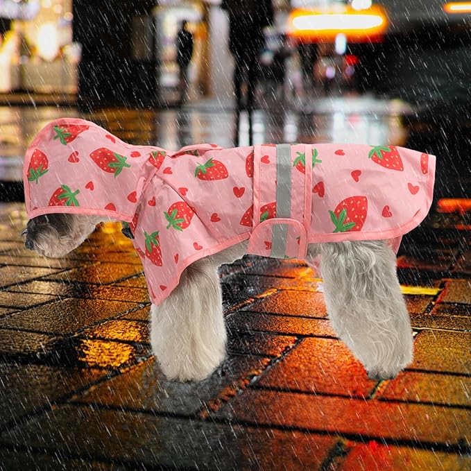 KOOLTAIL Dog Raincoat Hooded Slicker Poncho with Leash Hole, Dog Raincoat for Small Medium Dogs, Waterproof Pet Rain Jacket with Reflective Strip, Adjustable Breathable Puppy Rainwear