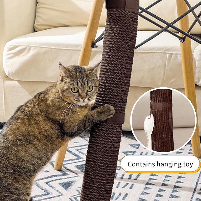 JanYoo 2 Pieces Cat Scratcher Mat for Table Leg Sisal Cat Scratching Pad Scratch Mat for Cat Scratch Pad Rug 19.69 × 9.84 in(Brown)