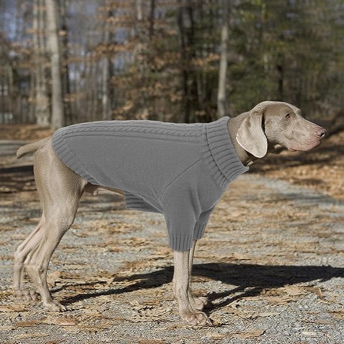 SAWMONG Dog Sweater for Small Dogs, Turtleneck Knitted Pullover Sweater Sweatshirt, Classic Winter Warm Pet Sweater for Boy Girl Pet Chihuahua, French Bulldog, Golden Retriever, Pug, Cat (Grey, XS)