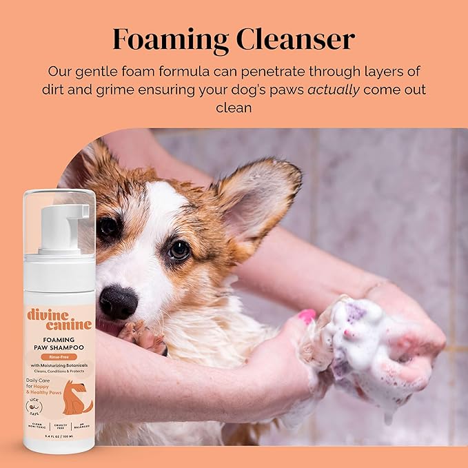 Foam Dog Paw Cleaner - Alcohol Free Foaming Paw Sanitizer Spritz - Made with Coconut, Aloe, Copaiba Oil, and Lemongrass Oil to Nourish and Clean Paws - Made in The USA