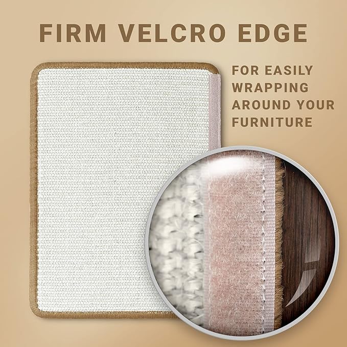 NAZVA Cat Scratcher Mat - 16”x12” (Pack of 2) - Natural Sisal Fabric Scratching Pad Velcro Furniture Carpets Sofas Couch Protector Rug - Beige