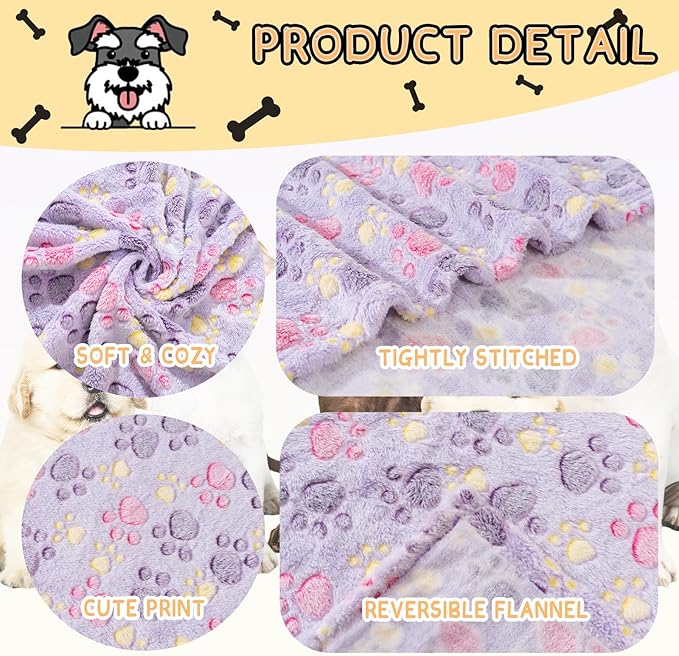 Rezutan 1 Pack 3 Blankets for Dogs, Dog Blanket for Large & Medium Pet Cat, Premium Soft Fluffy Suitable for Dog Kennels & Beds, Sofas, Gifts Puppy Essentials, 41x31inch, Tan/Purple/Brown