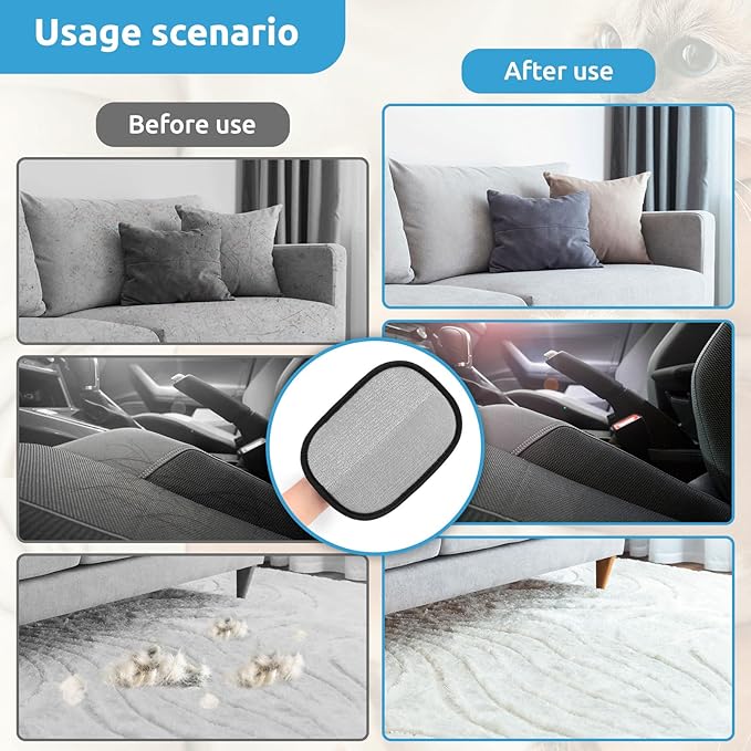 SAWMONG Pet Hair Removal Glove, 2Pcs Cat & Dog Reusable Pet Hair Remover Gloves 2025 New Upgrade, Grooming Pet Hair Remover Tool for Couch, Car, Furniture, Carpet