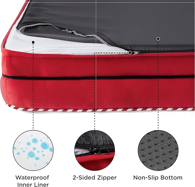 Bedsure XL Orthopedic Dog Bed for Extra Large Dogs - Washable XLarge Dog Cat Bed Waterproof, Comfort Dogs Couch Sofa with Washable Removable Cover, Pet Bed with Nonskid Bottom, Red, 42"