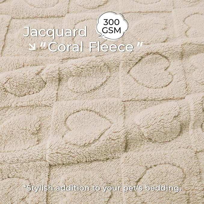 Luciphia Small Dog Blanket Washable Pet Bed Cover Soft Fluffy Puppy Blanket with Premium Fleece 300GSM Cozy Calming Cat Blankets for Indoor Cats Beige 57x40 inch