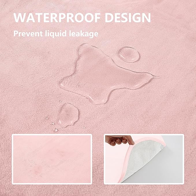 Waterproof Blanket for Bed Protection, Washable Dog Blankets for Couch, Soft Reversible Pet Throw Furniture Protector Cover for Sofa-82"x108",Pink+Cream