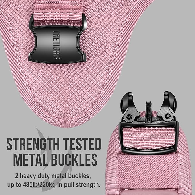 OneTigris Large Tactical Dog Harness, No Pulling Adjustable Dog Vest Harness, Heavy Duty Dog Harness with Handle, Large Hook and Loop Panels for Patch(Pink,S