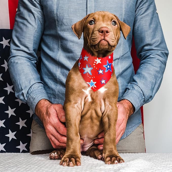 Preboun 50 Pcs Patriotic Dog Bandanas Bulk Labor Day Bandanas for Dogs Triangle Kerchief Scarf Set for Puppy Small Medium Large Workers' Veterans Day Costume Accessories (25.6 x 17.7 x 17.7 Inch)