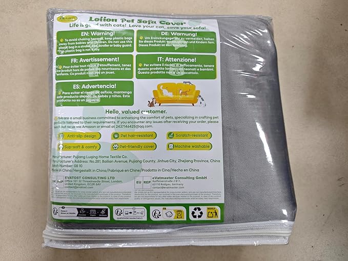 Cat Scratch Furniture Protector - Ultra Soft, Waterproof Sofa Cover to Keep Cats Off, Pet-Friendly Couch Protectors for Love Seat, Anti-Slip Couch Cover for Pets and Kids 134"X71" Grey