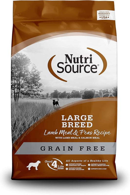 NutriSource Grain Free Dry Dog Food for Large Breeds, Lamb Meal, Salmon Meal and Peas, 26LB