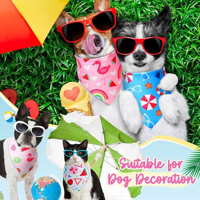 Preboun 50 Pcs Summer Bandanas Dogs Bulk Hawaiian Dog Bandanas Fruit Kerchief Set for Summer Puppy Small Medium Large Pets Costume Accessories (31. 5 x 21. 7 x 21. 7 Inch)