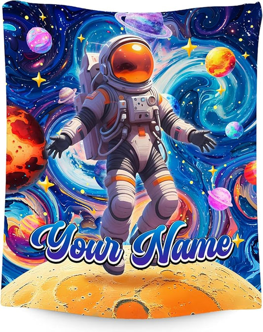 Blankets for Boys - Customize Planet Blanket for Kids/Men - Comfy Cozy Flannel Throws for Couch, Room Decor - 4 Sizes