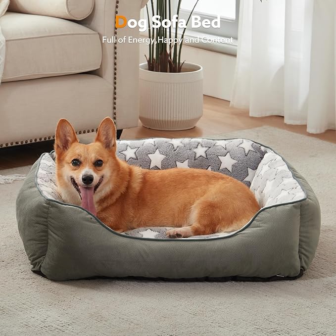 SIWA MARY Dog Bed Medium Size Dog,Waterproof Dog Sofa Beds,Comfort Dog Beds for Medium Dogs with Non-Slip Botttom,S Plus(25"x21"x8") Dark Grey