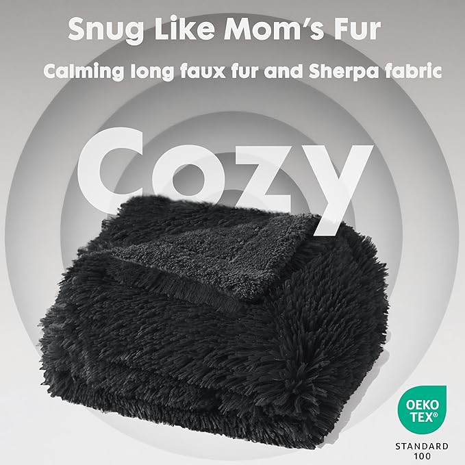 gogobunny Waterproof Dog Blanket for Large Dogs, Cats, Puppy, Reversible Faux Fur Pet Throw Blanket, Washable,Calming Furniture Protection for Sofa Bed (60x80 Inch (Pack of 1), Black)