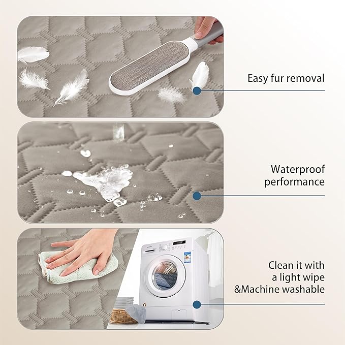 gogobunny 3X Stronger Waterproof Pet Blanket, Scratch Proof Furniture Protector for Dogs Cats, Reversible Cover 82x120 Inch, Dark Stone