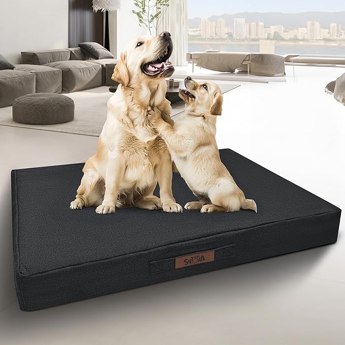Sytopia 42-Inch Indestructible Chew-Resistant Dog Bed – XL, Extra Large Waterproof & Orthopedic Pet Bed for Outdoor Use, Supports Up to 100 lbs, Machine-Washable, Great for Crates – Dark Grey