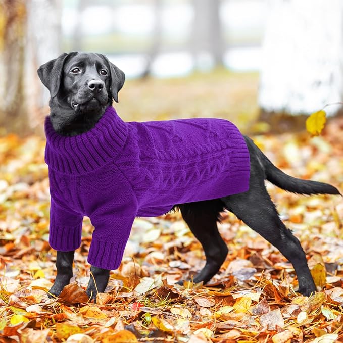 ASENKU Knitted Dog Sweater, Pullover Big Thermal Dog Winter Sweater, Turtleneck Doggy Sweaters for Large Medium Dogs Boy Girl,Warm Pet Sweatshirt for Labrador,Golden Retriever,2XL