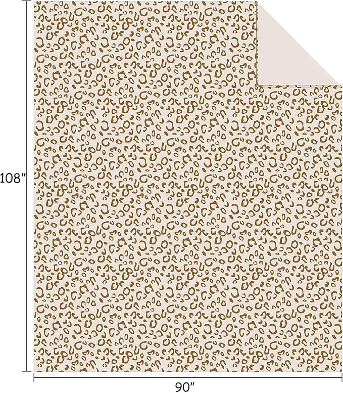 FY FIBER HOUSE Flannel Fleece Throw Blanket, Lightweight Cozy Plush Microfiber Bedspreads for Adults,90"X108",Brown Leopard