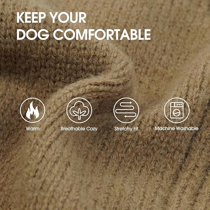 IECOii XXXL Dog Sweater,Warm Dog Sweaters for Extra Large Dogs Girl Boy,Stretchy & Cozy,Turtleneck Knitted Pullover for Pet Wear On Holiday,Easy On Doggy Sweatshirt for Labrador (Camel,XXXL)