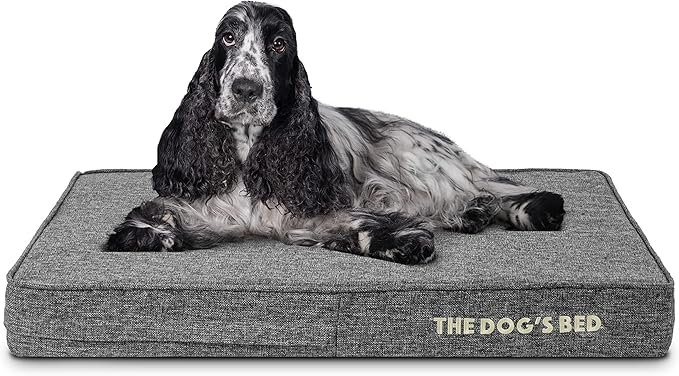 The Dog’s Bed Orthopedic Memory Foam Dog Bed, Medium Grey Poly-Linen, Pain Relief for Arthritis, Hip & Elbow Dysplasia, Post Surgery, Lameness, Supportive, Calming, Waterproof Washable Cover