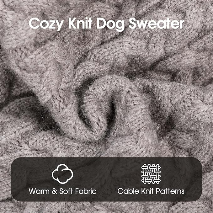 SAWMONG Dog Sweater, Dog Sweaters for Large Dogs Girls Boys, Pullover Turtleneck Knitted Doggy Sweatshirt, Cold Weather Pet Clothes（Grey, Large