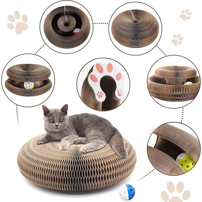 Kitty kurlz Cat Scratching Board, Kitty Curlz Cat Toy, Made of Recyclable Corrugated Cardboard, Scratch-Resistant and Abrasion-Resistant, Foldable
