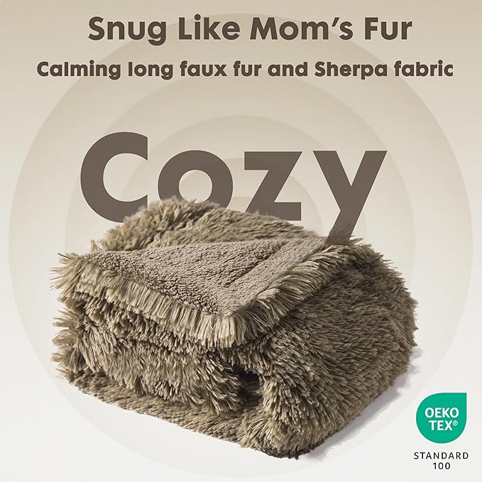 gogobunny Waterproof Dog Blanket for Large Dogs, Cats, Puppy, Reversible Faux Fur Pet Throw Blanket, Washable, Calming Furniture Protection for Sofa Bed (40x50 Inch (Pack of 1), Stone)