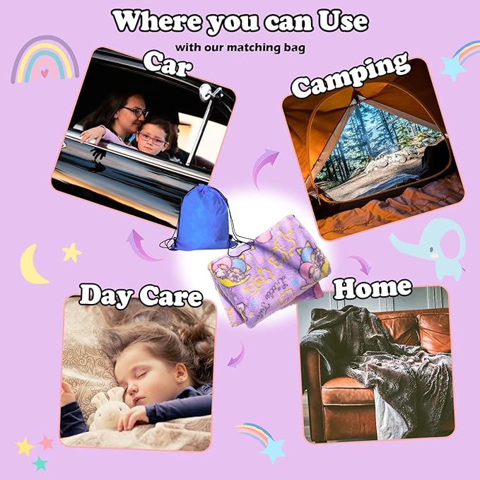 Best Gift Halloween Glow in The Dark Moon Throw Blanket with Storage Bag, Soft Throw Blanket for Girls Boys, Gifts for Christmas Birthday Valentines, Kids Blanket, Home Travel Use, 50"x60" Purple