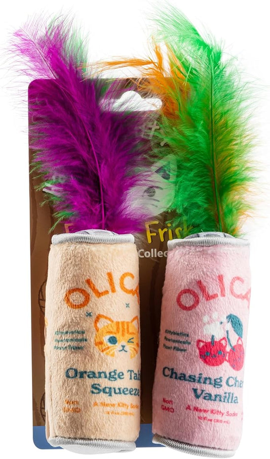 Olicat Catnip Toys, Soft Plush Cat Toys Catnip Filled with Interactive Crackle Sound & Feathers, Safe & Durable Toy for Cats & Kitten, 2 Pcs