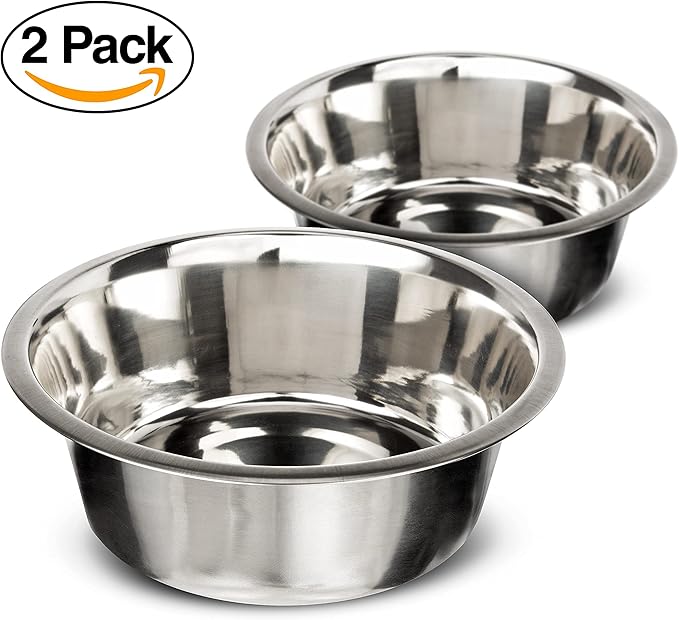 Neater Pet Brands 16 Cup (128 oz.) Stainless Steel Dog Bowls, Set of 2 Metal Bowls for Large Breed, Large Dog Water Bowl or Food Bowl for Indoors or Outdoors, Dishwasher Safe Dish for Extra Big Dogs