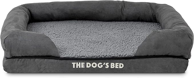 The Dog’s Bed, Small Plush Grey, Memory Foam, Pain Relief: Arthritis, Hip & Elbow Dysplasia, Post Surgery, Lameness, Supportive, Calming, Waterproof Washable Cover