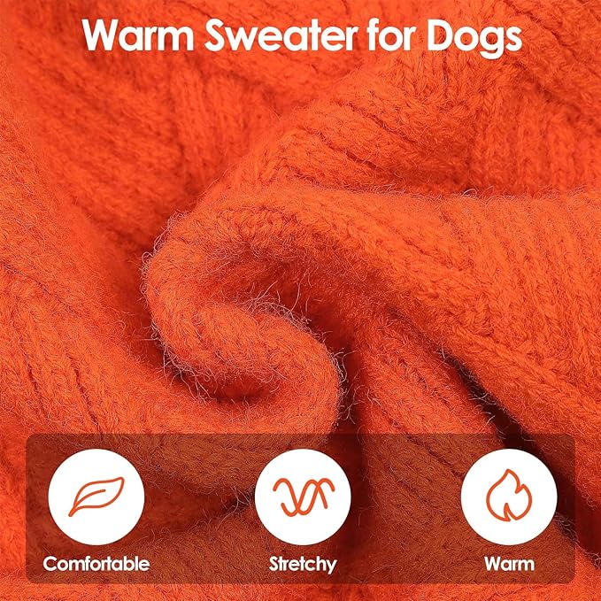 SUNFURA Dog Sweater Large Size Dogs, XL Dog Sweaters for Winter, Extra Large Breeds Girl Boy Pullover, Pet Knitted Knitwear Fall Sweatshirt for Pitbull, Labrador Retriever, Orange X-Large