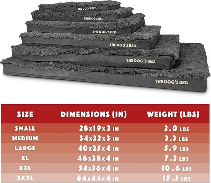 The Dog’s Bed Orthopedic Memory Foam Dog Bed, Large Grey Faux Fur, Pain Relief for Arthritis, Hip & Elbow Dysplasia, Post Surgery, Lameness, Supportive, Calming, Waterproof Cover