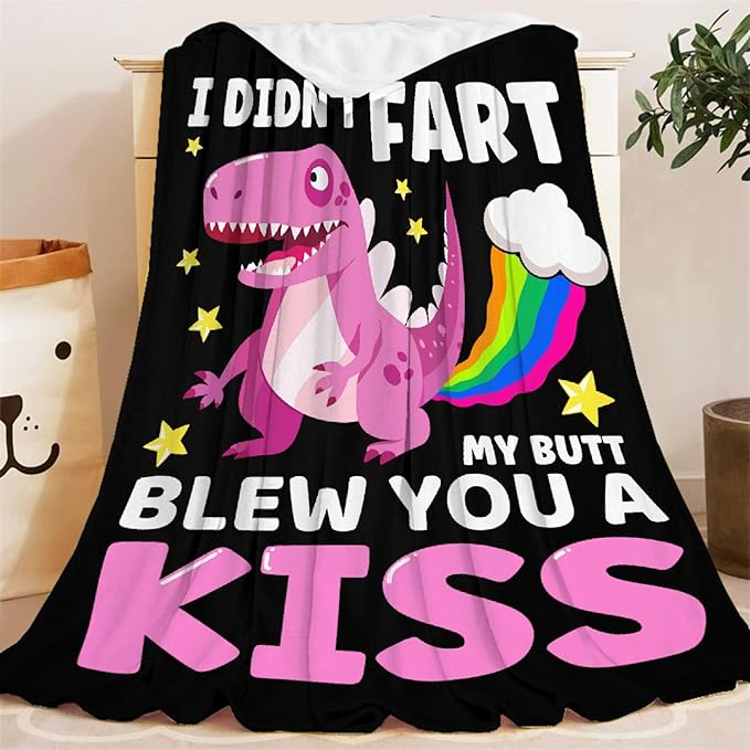 Funny Dinosaur Blanket Gift for Girls Boys- 120x90 Inches Soft Flannel Dino Throws Blankets Funny Gift for Teen Women Men Adult Cute Dinosaur Lover Gifts for Bed Sofa Couch-King Size